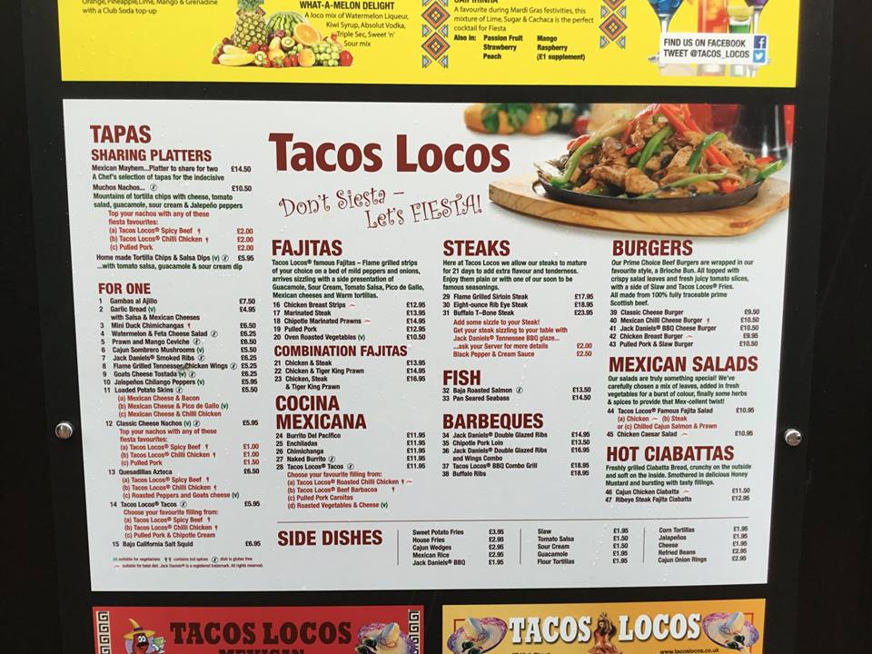 Menu At Tacos Locos Sittingbourne From Facebook